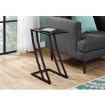TABLE D'APPOINT - METAL NOIR AVEC VERRE TREMPE