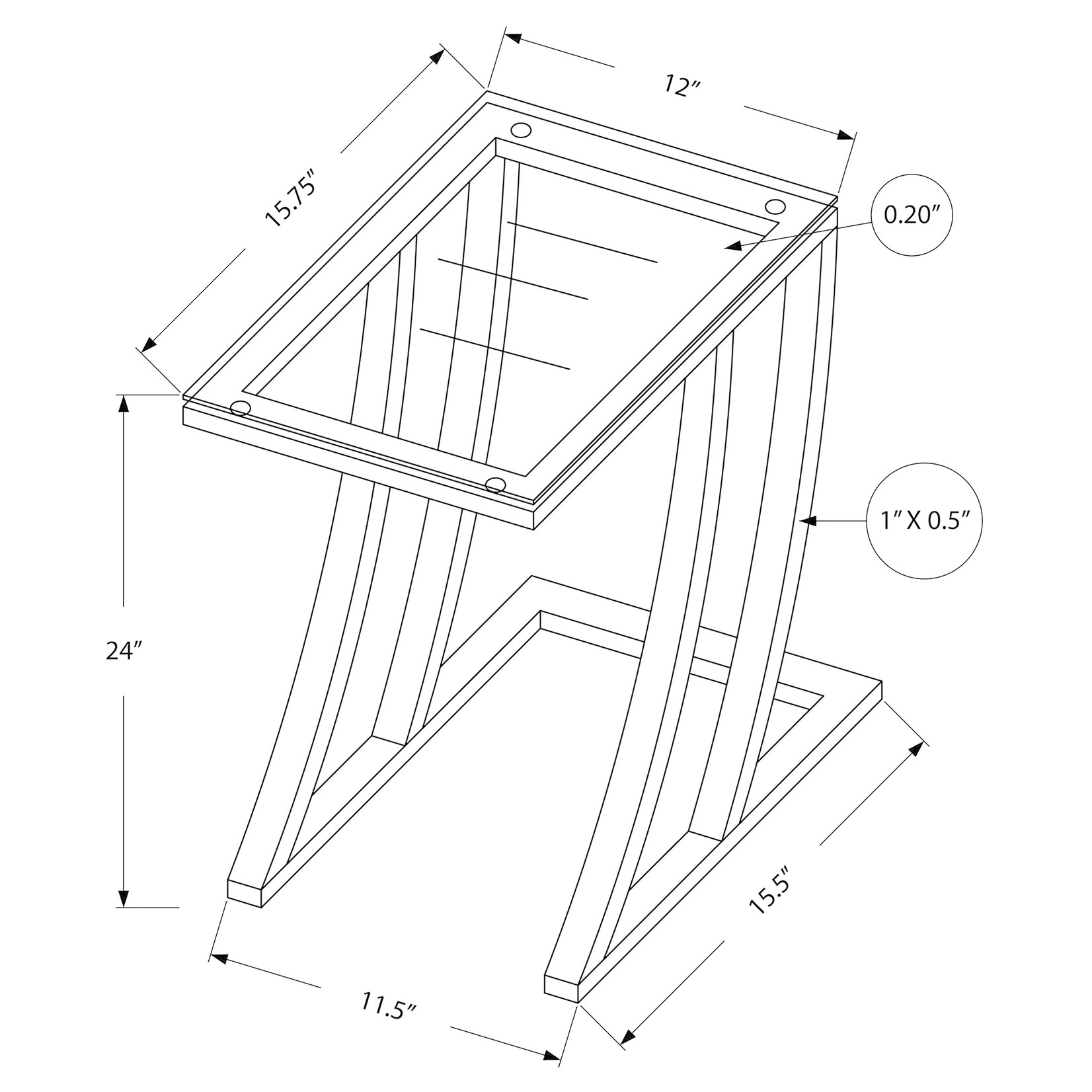 TABLE D'APPOINT - METAL NOIR AVEC VERRE TREMPE