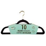 B2 FASHIONS INC LOT DE 10 CINTRE EN VELOURS NOIR-OR