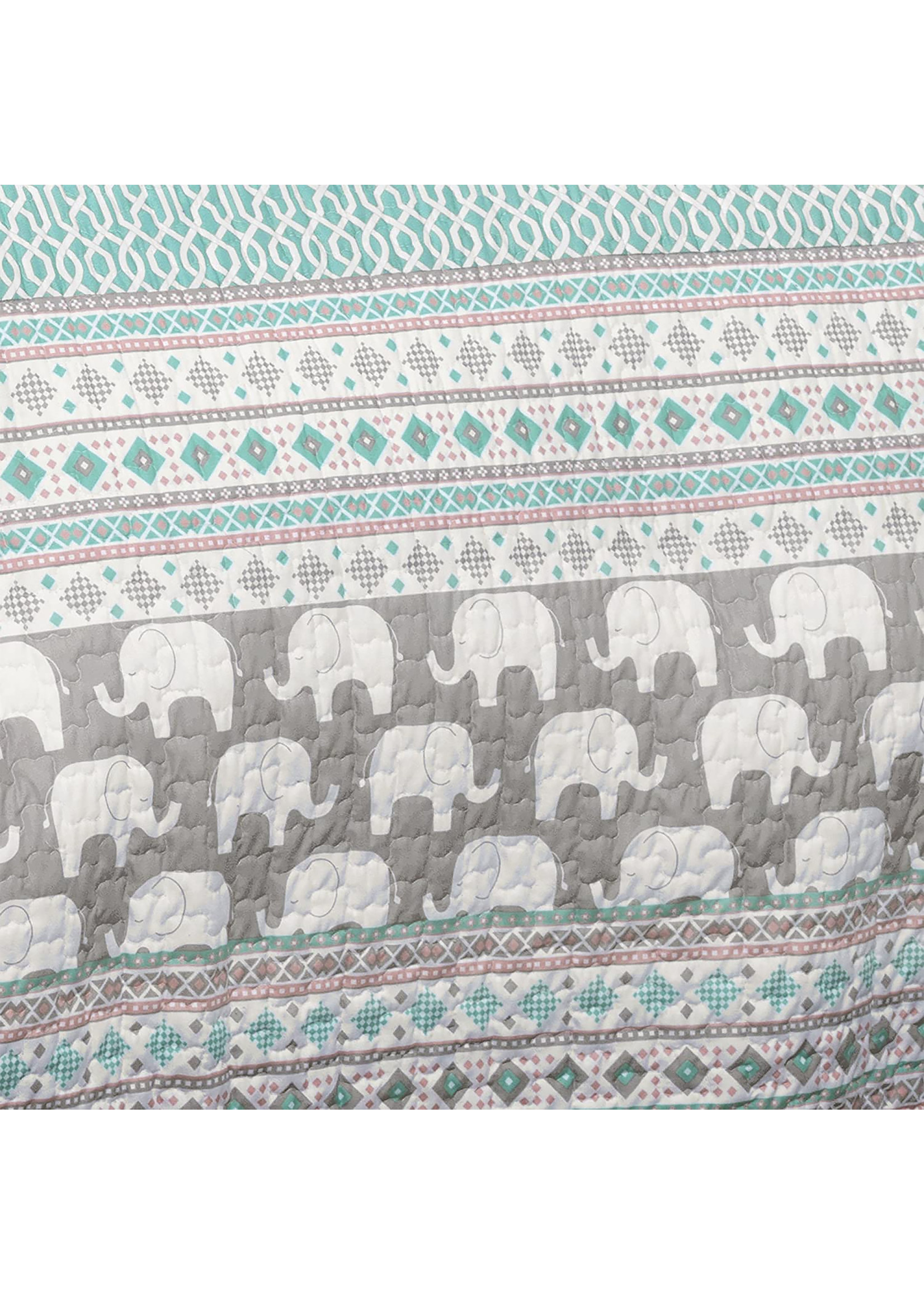 4PC QUILT SET REVERSIBLE WITH ELIE THE ELEPHANT MOTIF