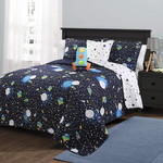 ENS DE 4 PC COURTEPOINTE RÉVERSIBLE EN MOTIF GALAXIE - COSMOS