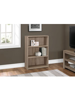 Bookcase 36"H with 3 Shelves, Dark Taupe