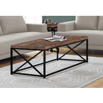 COFFEE TABLE BLACK METAL BASE, BROWN RECLAIMED WOOD-LOOK