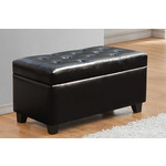Banc de Rangement Ottoman en Similicuir Noir