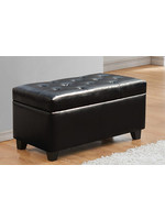 Banc de Rangement Ottoman en Similicuir Noir