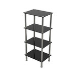 ÉTAGÈRE CURIO EN VERRE À 4 NIVEAUX, NOIR