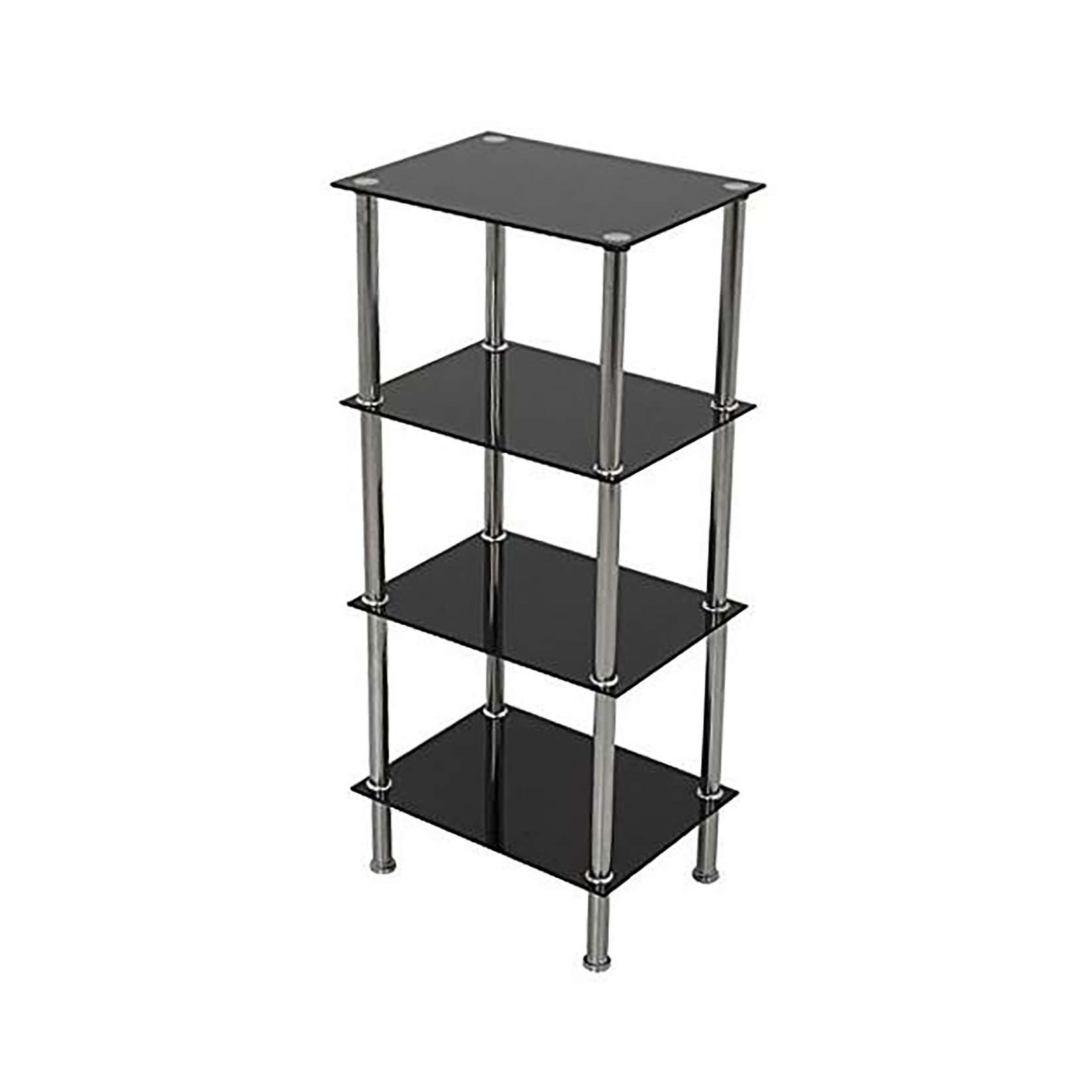 ÉTAGÈRE CURIO EN VERRE À 4 NIVEAUX, NOIR