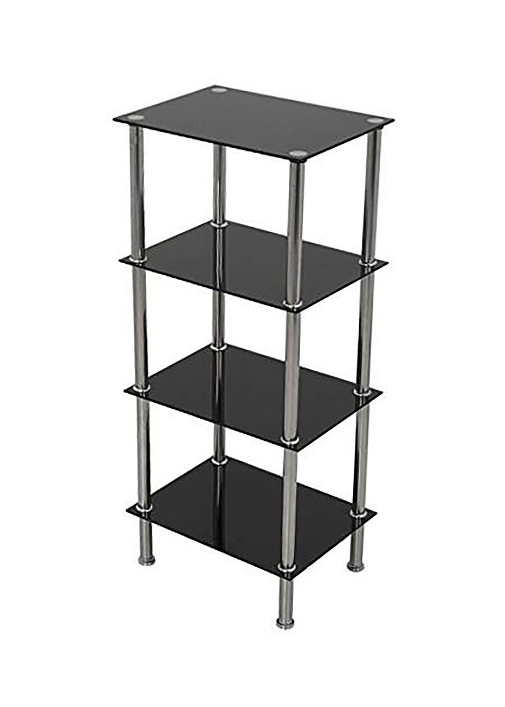 4-TIER GLASS CURIO SHELF, BLACK