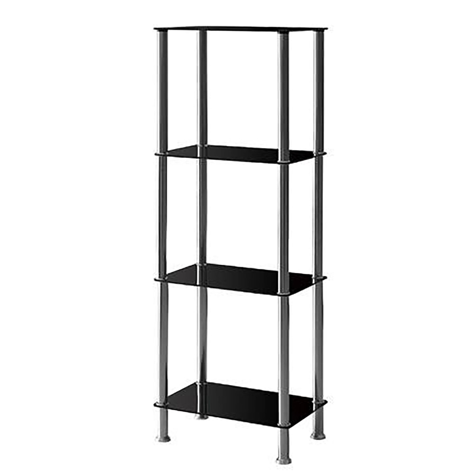 ÉTAGÈRE CURIO EN VERRE À 4 NIVEAUX, NOIR