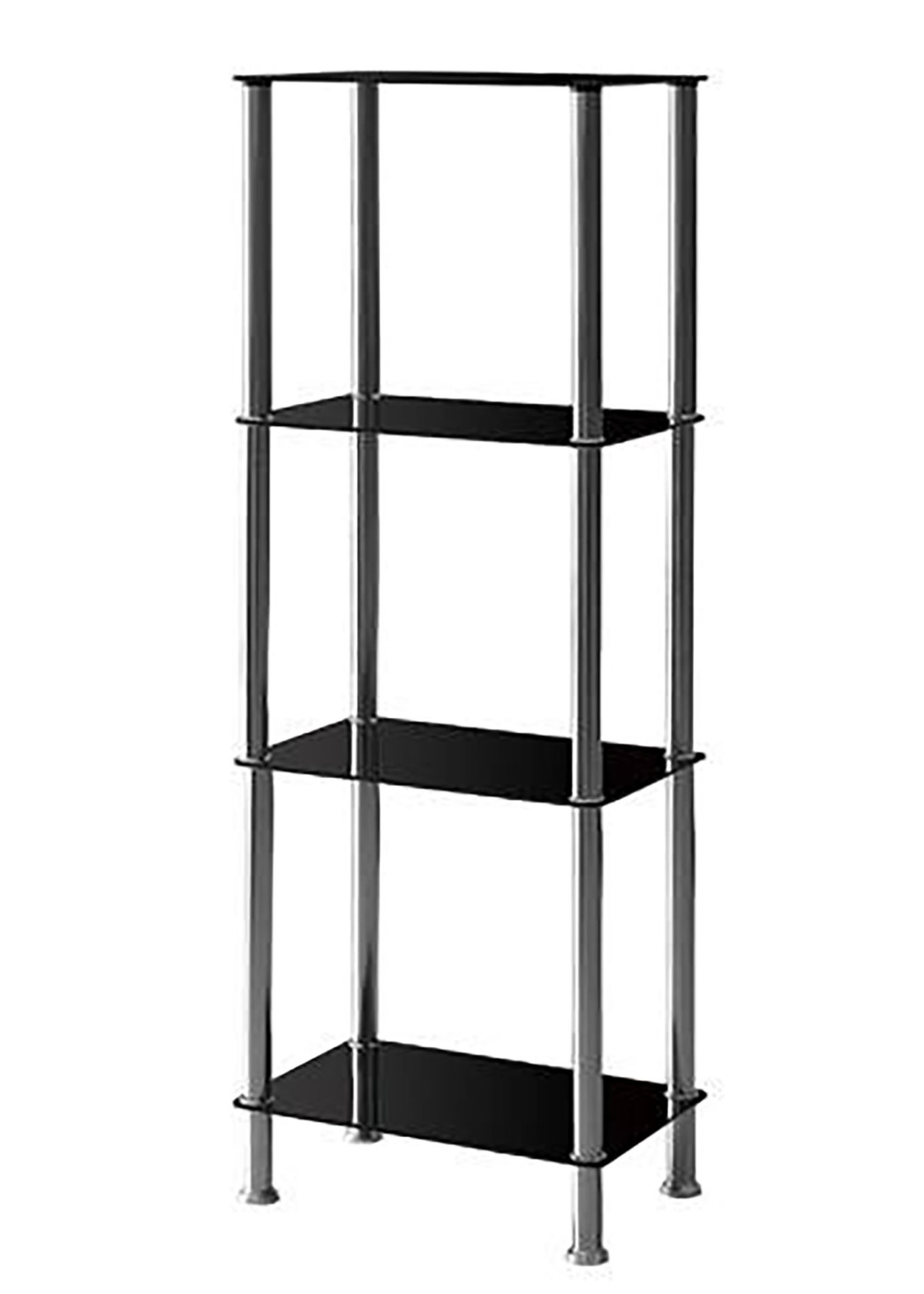 4-TIER GLASS CURIO SHELF, BLACK