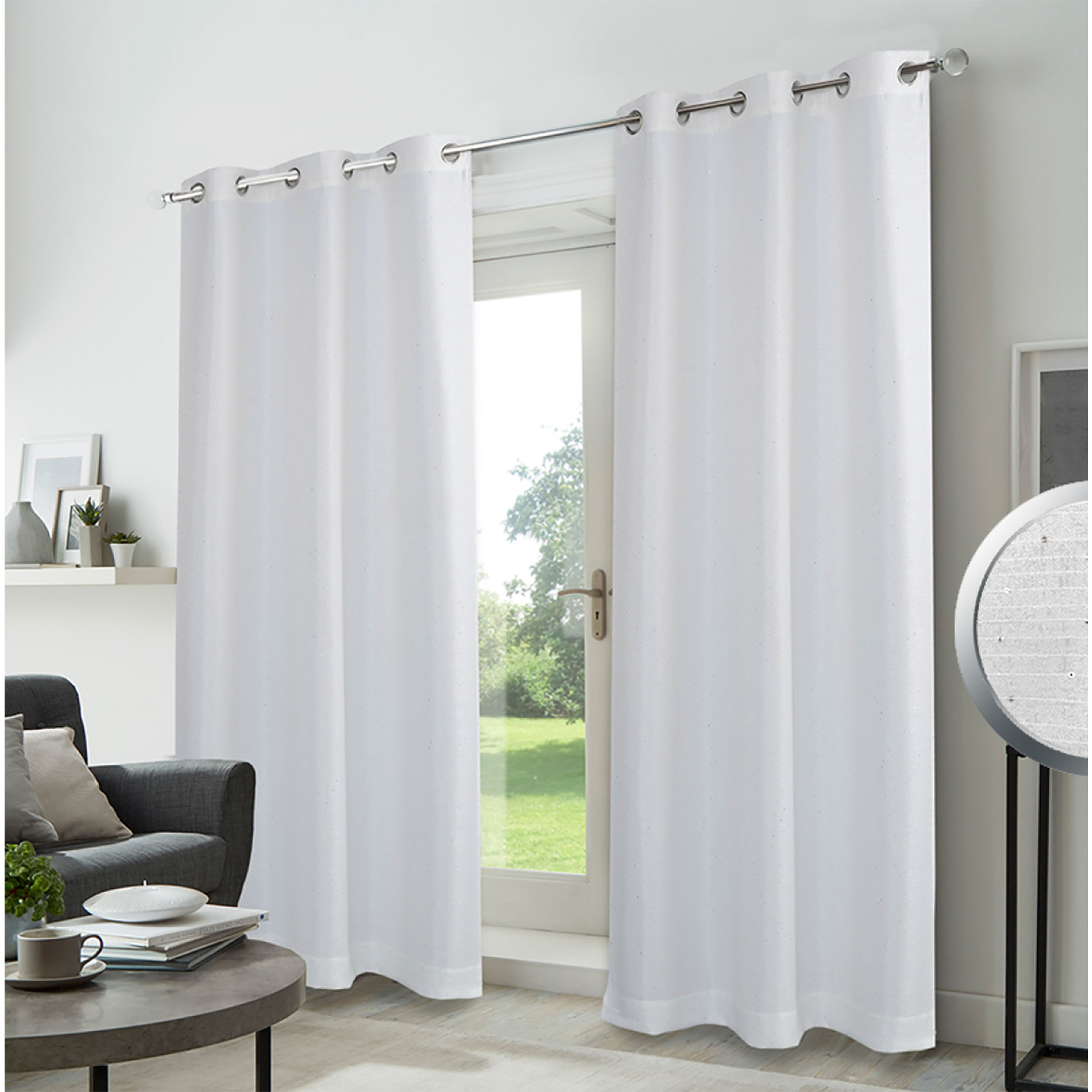 2 PK CARLTON JACQUARD WITH SEQUINS GROMMET PANELS