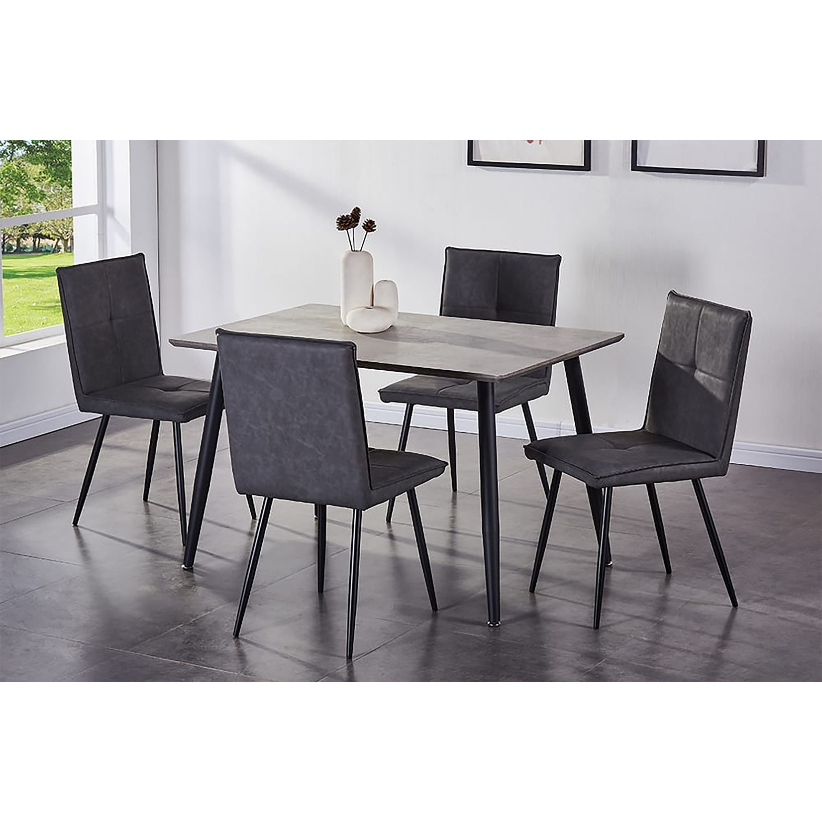 Chaise de Salle à Manger Grise de Forme Carrée