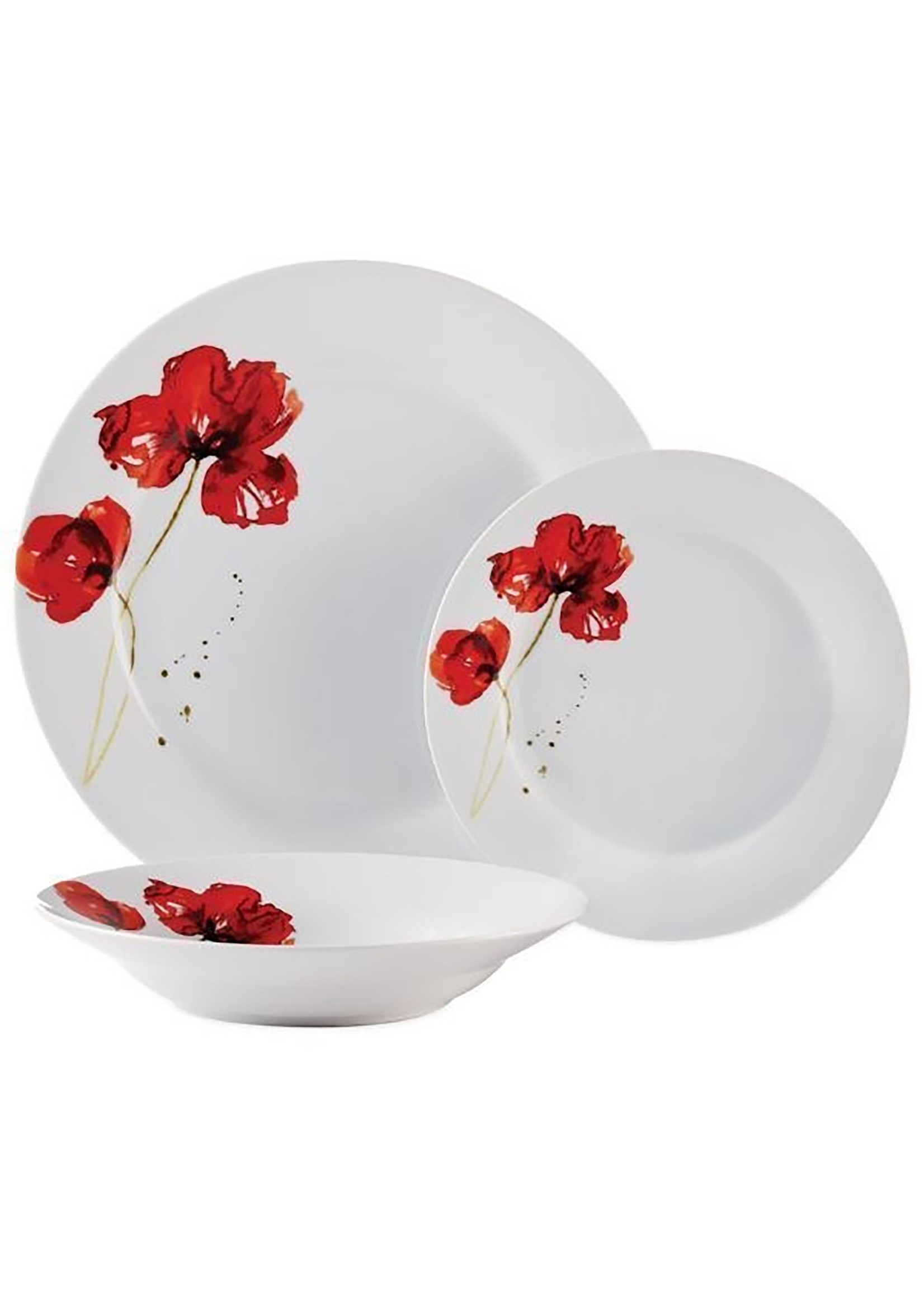 12PC DINNERWARE SET RUBY POPPI