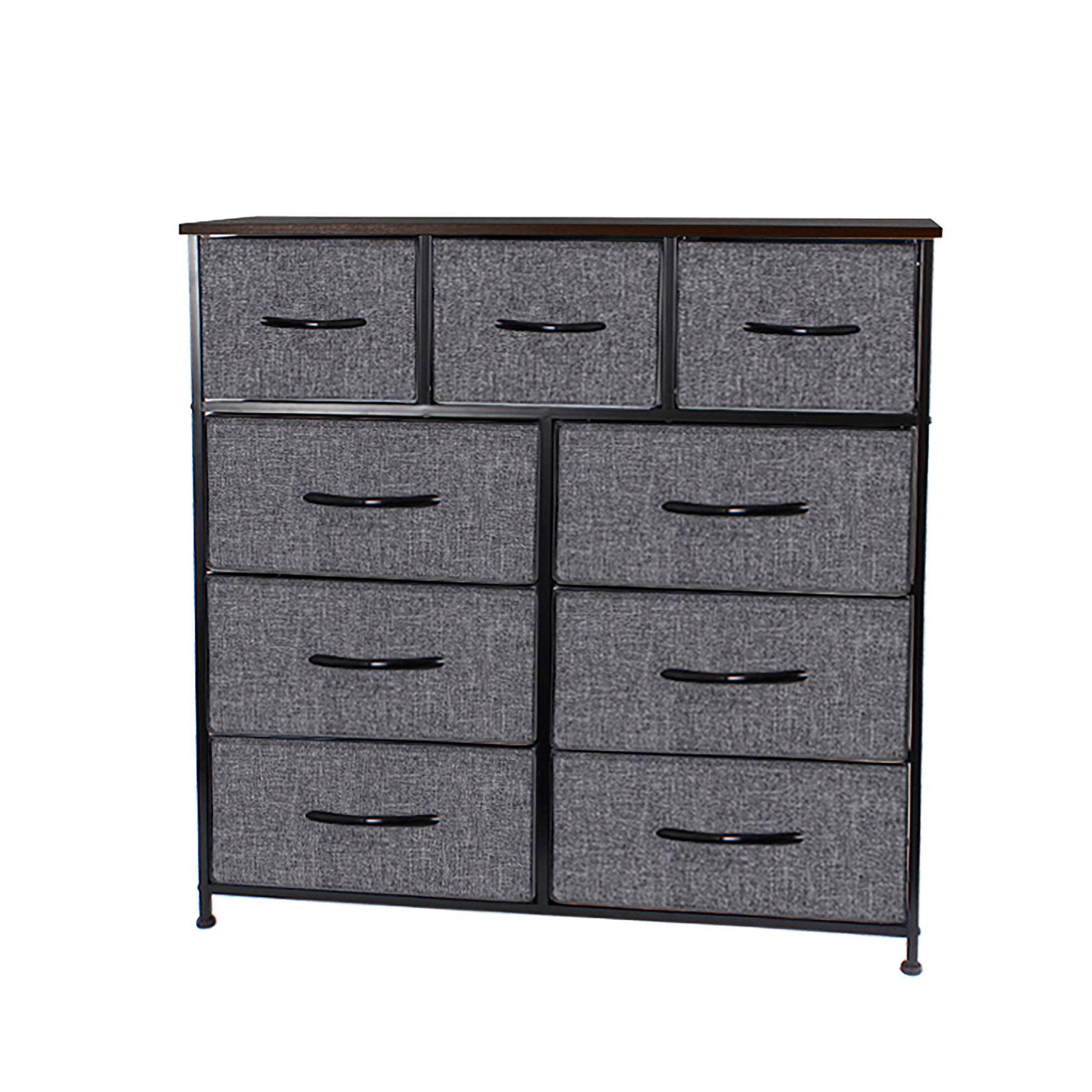 COMMODE 9-TIRROIRS TEXTILE EN GRIS