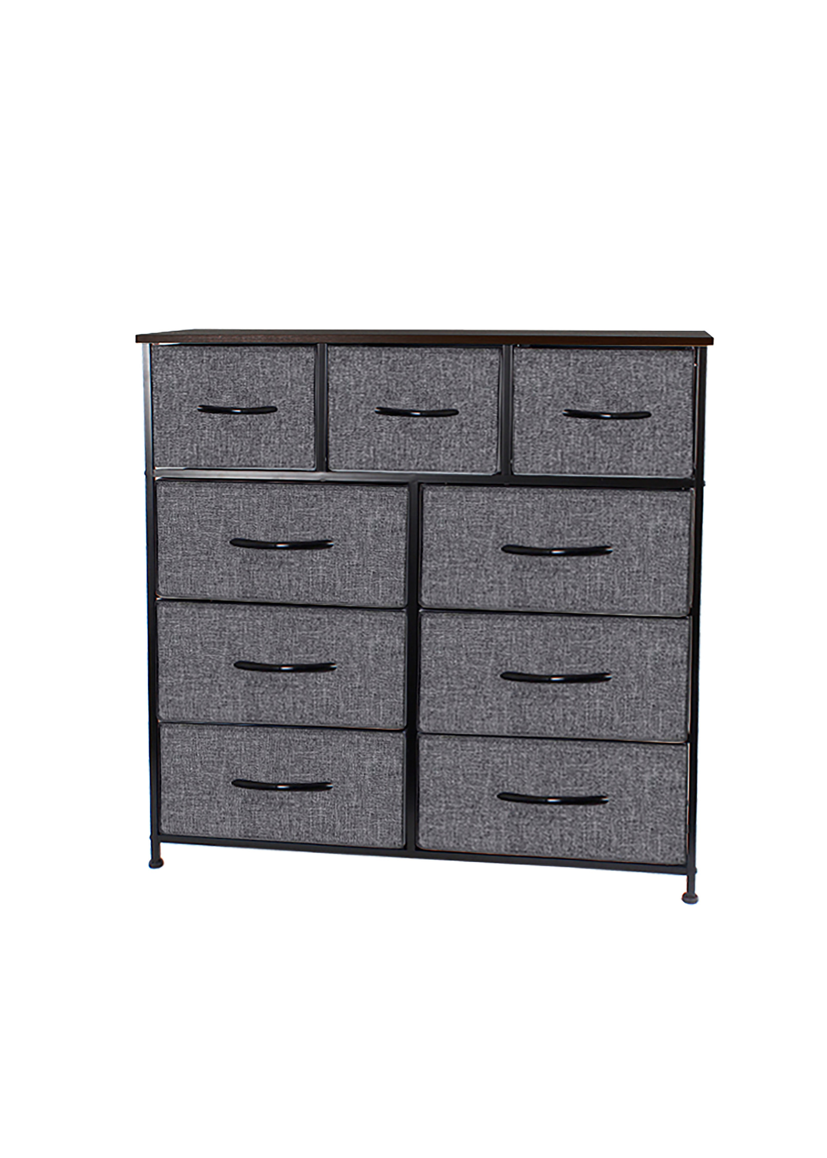 COMMODE 9-TIRROIRS TEXTILE EN GRIS