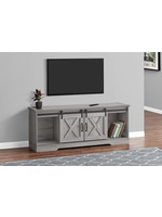 TV STAND - 60"L / Grey With 2 Sliding Doors