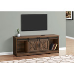 MEUBLE TV - 60"L / Bois Brun avec 2 Portes Coulissantes
