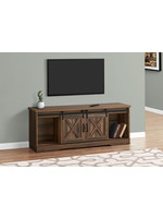 TV STAND - 60"L /  Brown with Sliding Doors