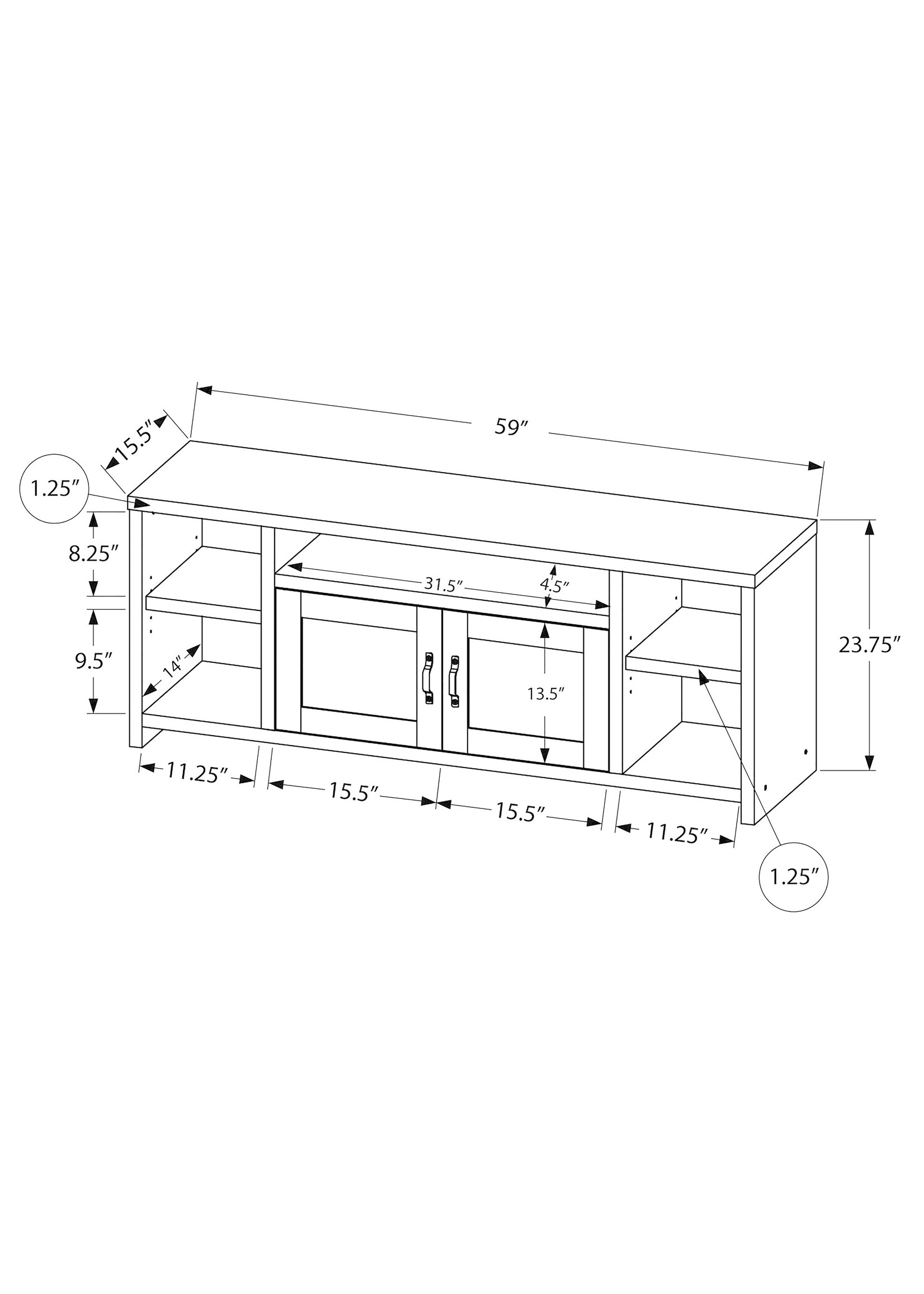 TV STAND - 60"Brown Reclaimed Wood-Look