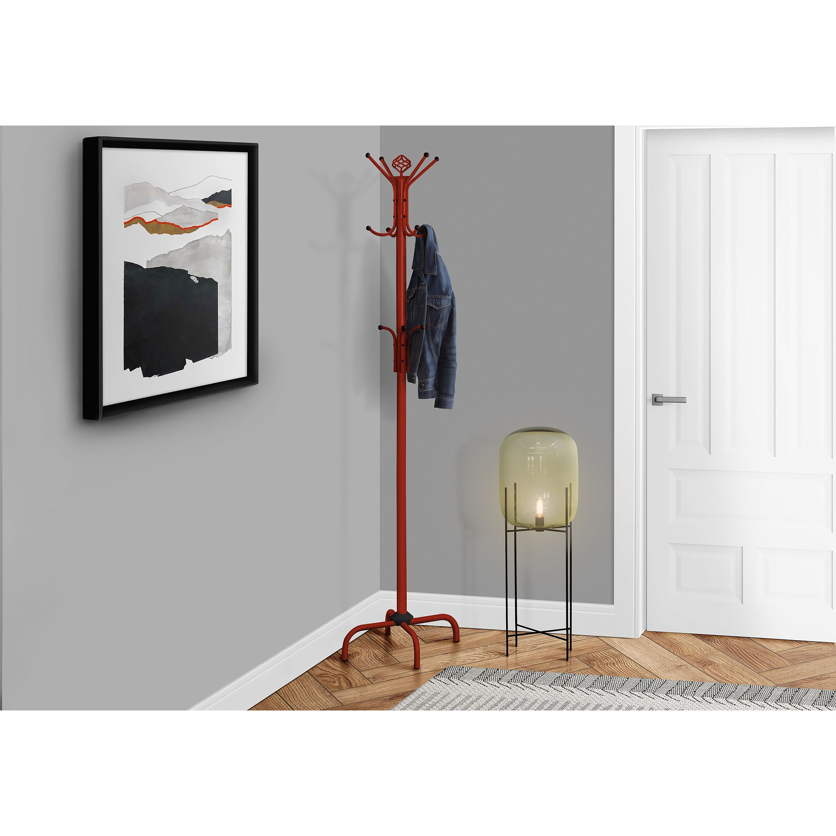 70" Coat Rack Red Metal