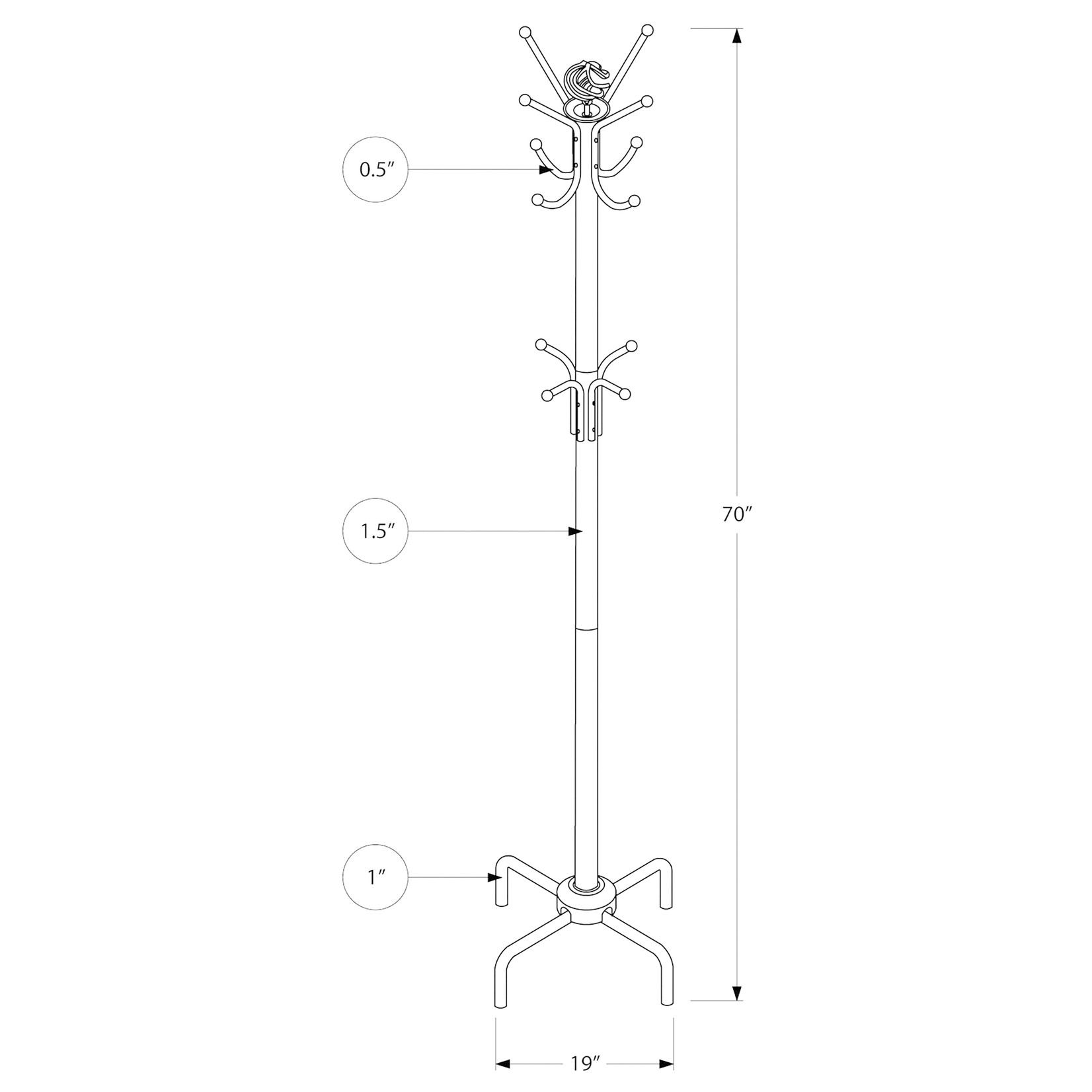 70" Coat Rack Red Metal
