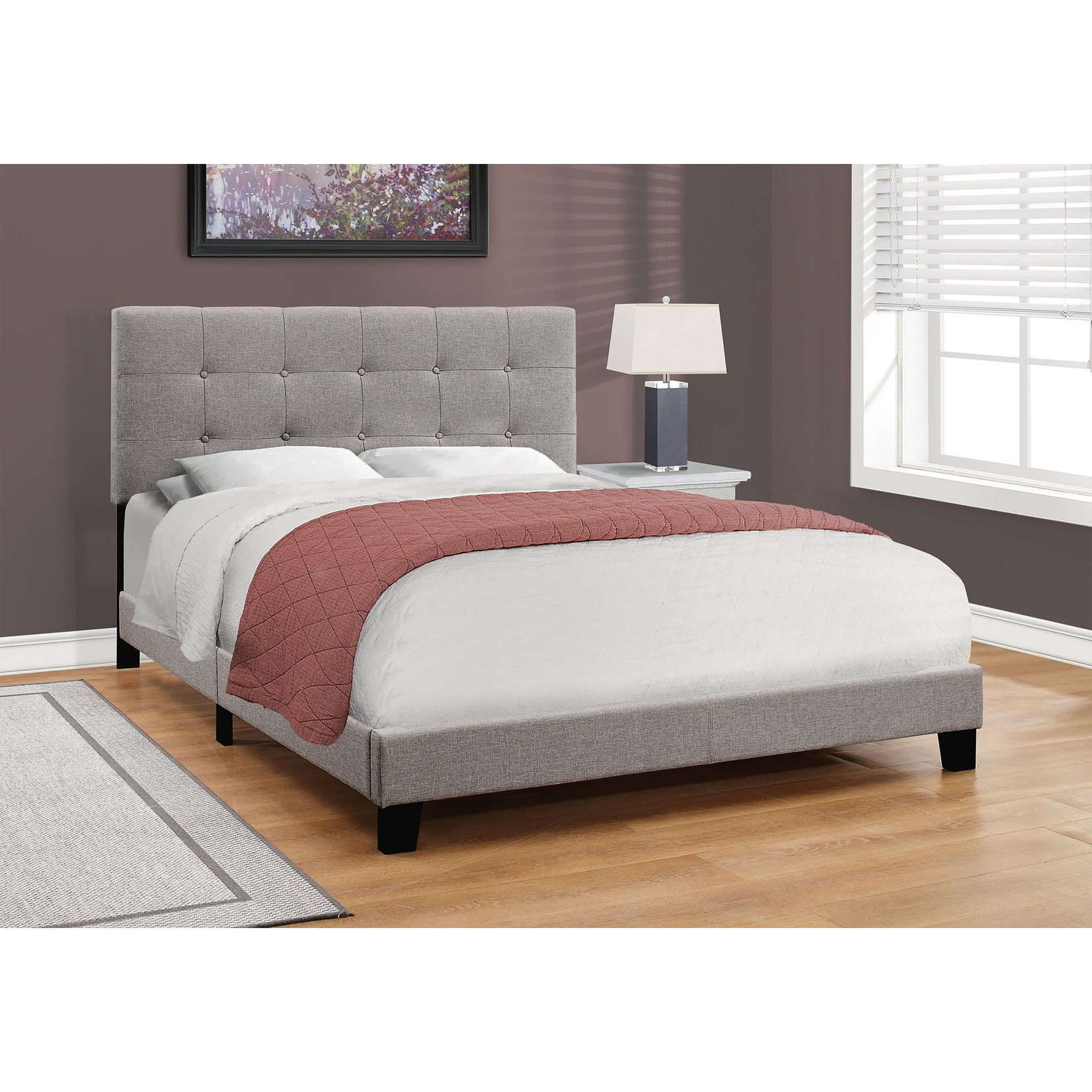 Queen Grey Linen Bed Frame
