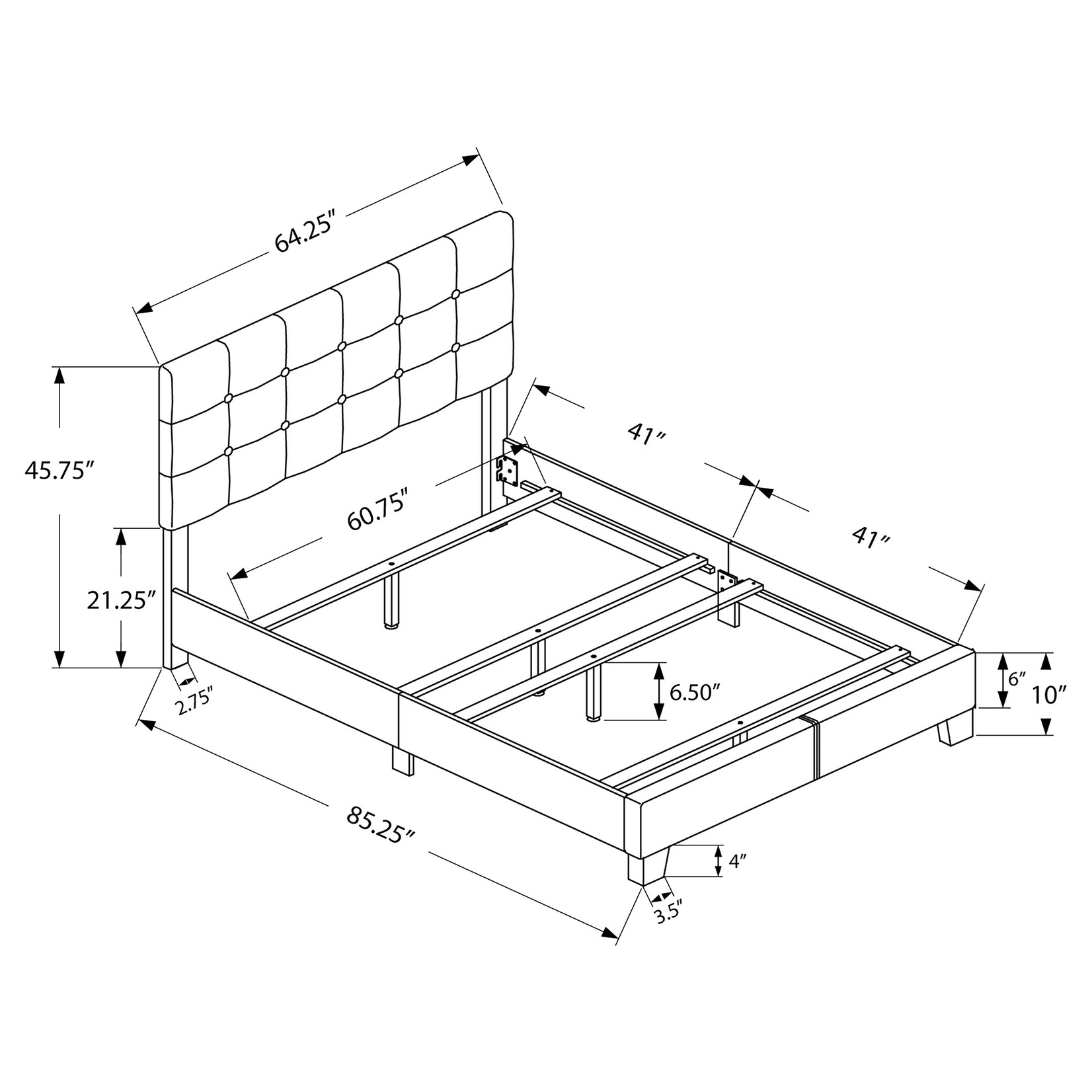 Queen Grey Linen Bed Frame