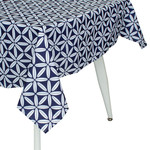 60x84" Fabric Tablecloth Navy Floral