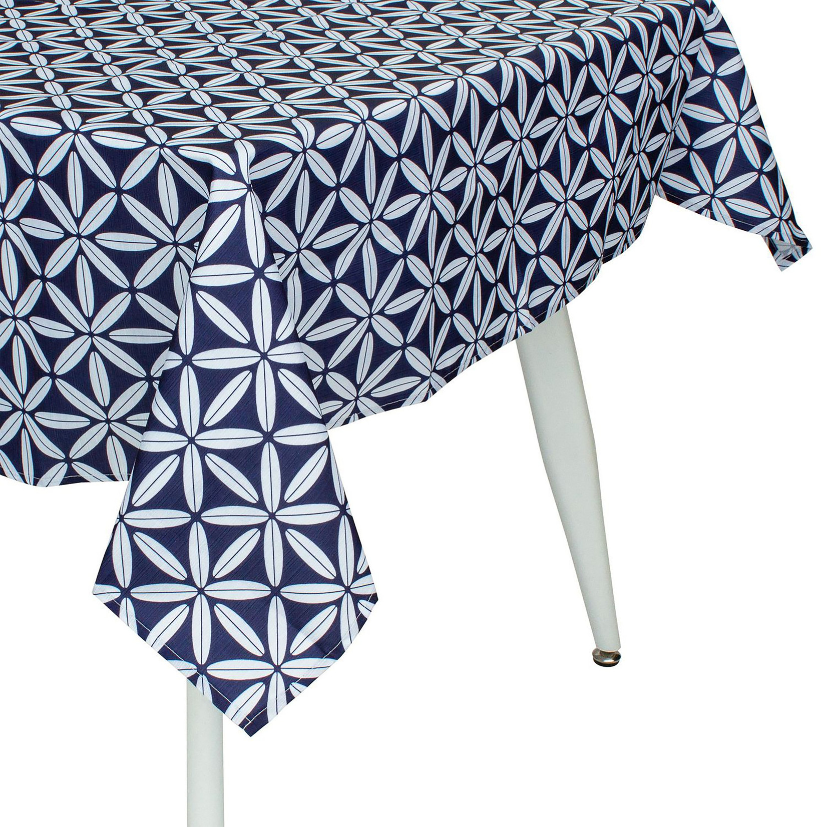 60x84" Fabric Tablecloth Navy Floral