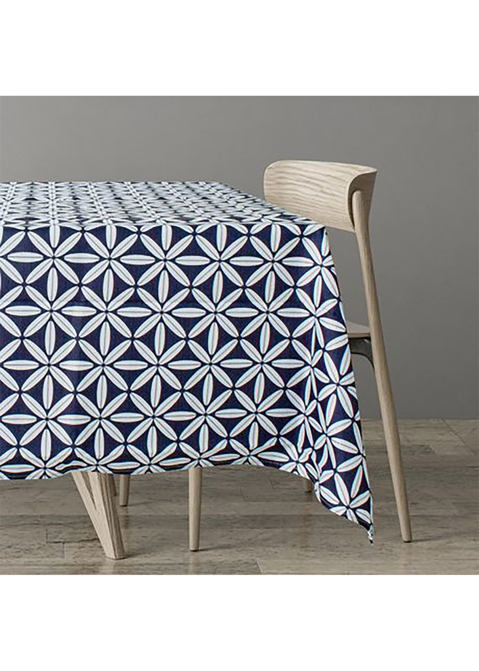 60x84" Fabric Tablecloth Navy Floral