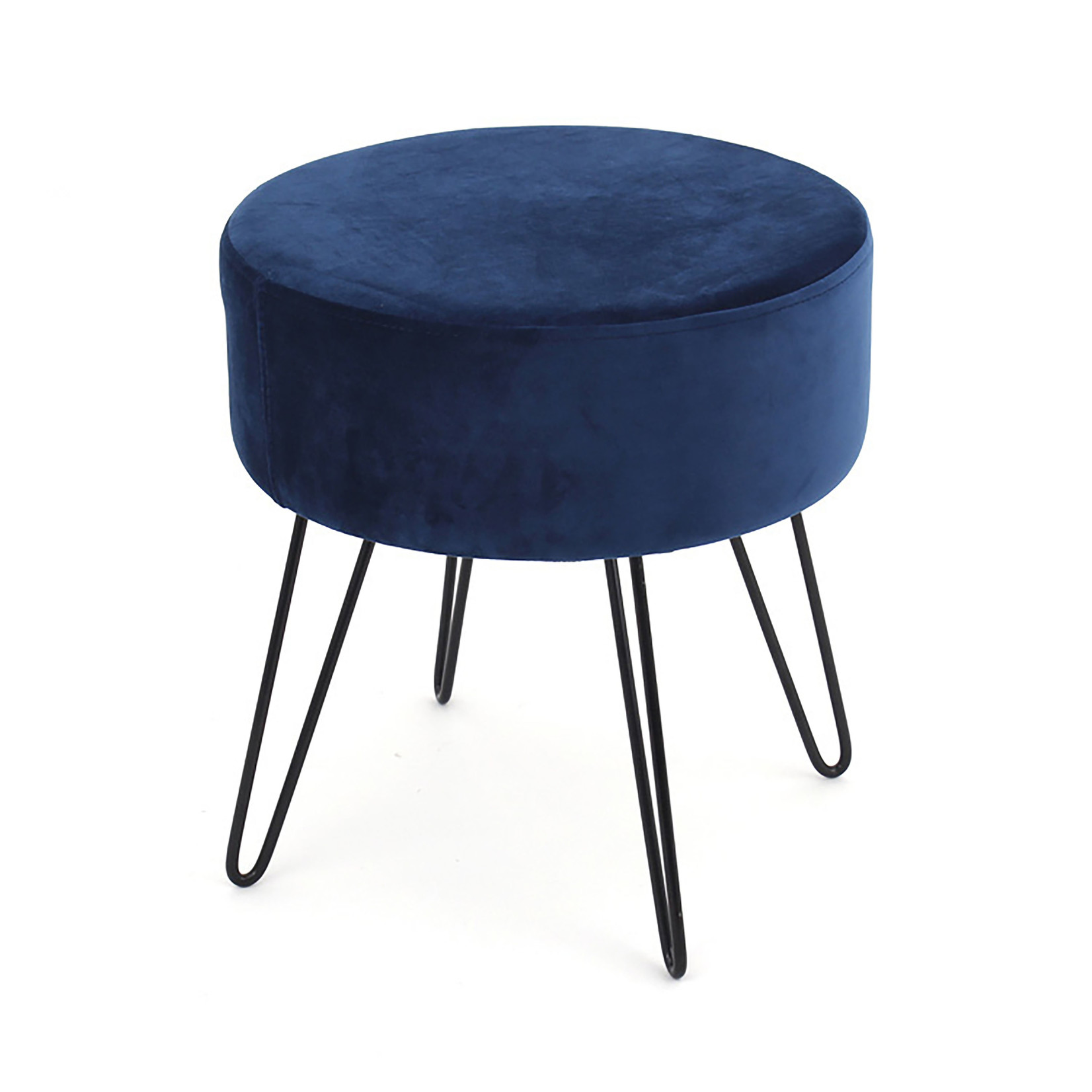 ITY INTERNATIONAL Velvet Pouf Footstool Navy Blue
