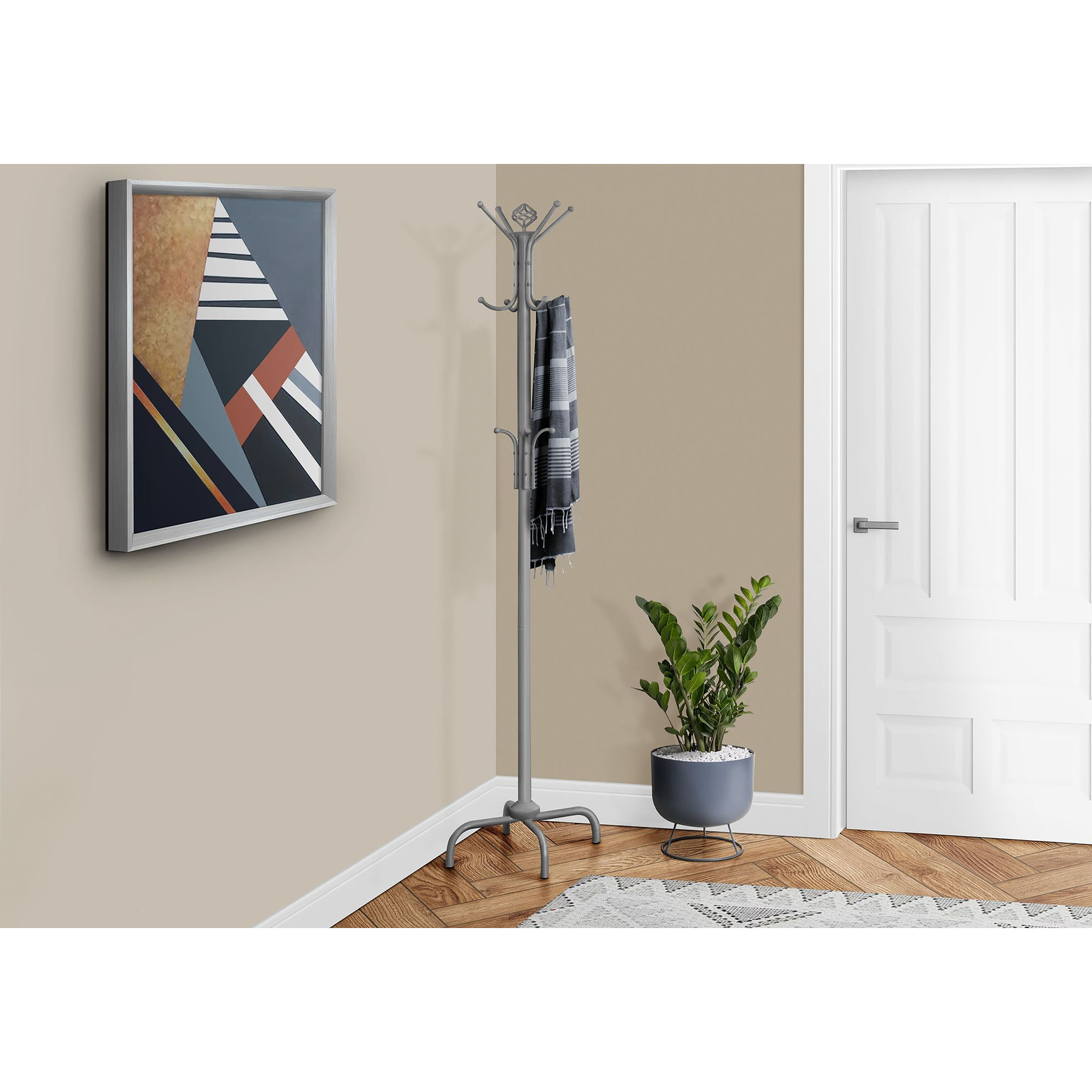 70" Coat Rack Silver Metal