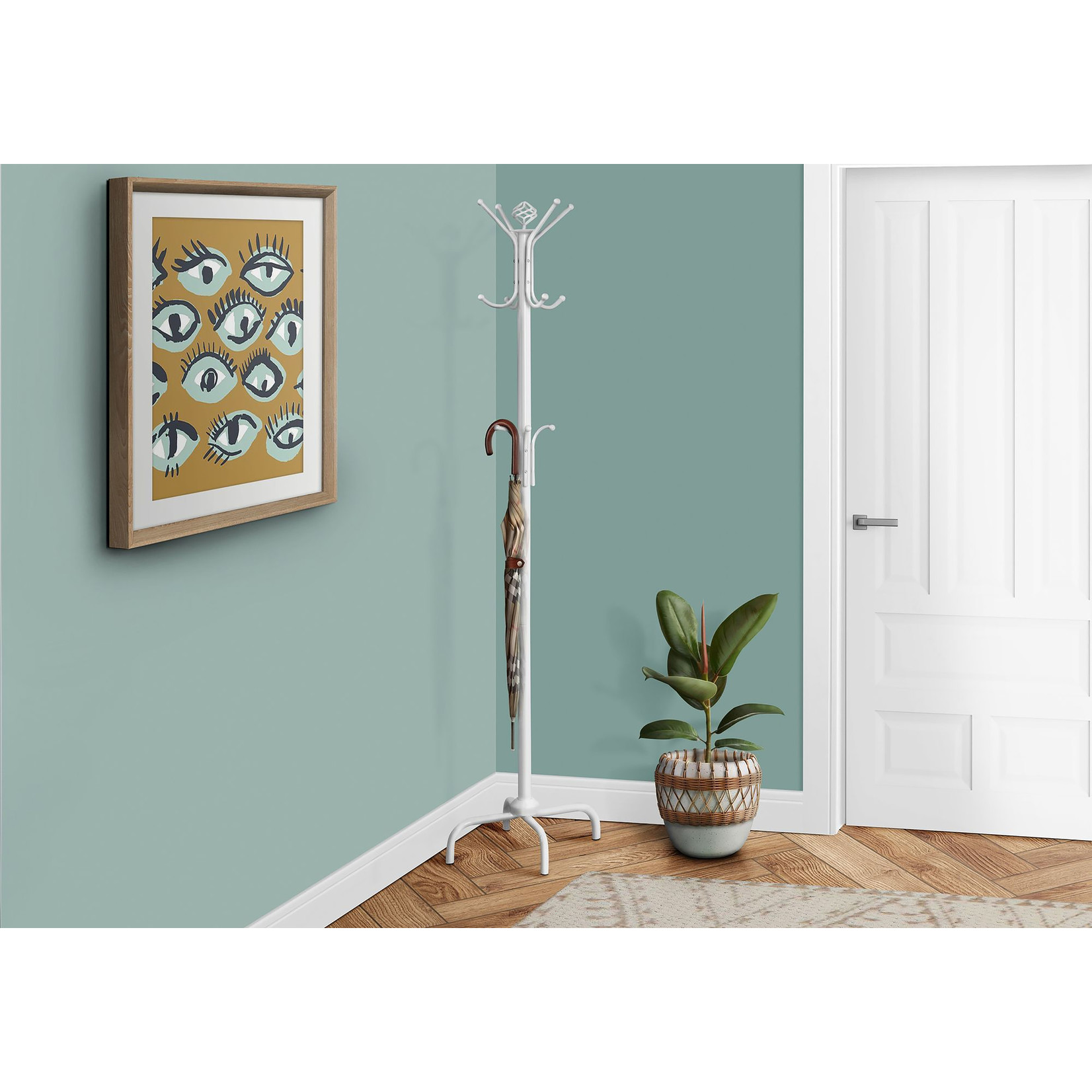 70" Coat Rack White Metal