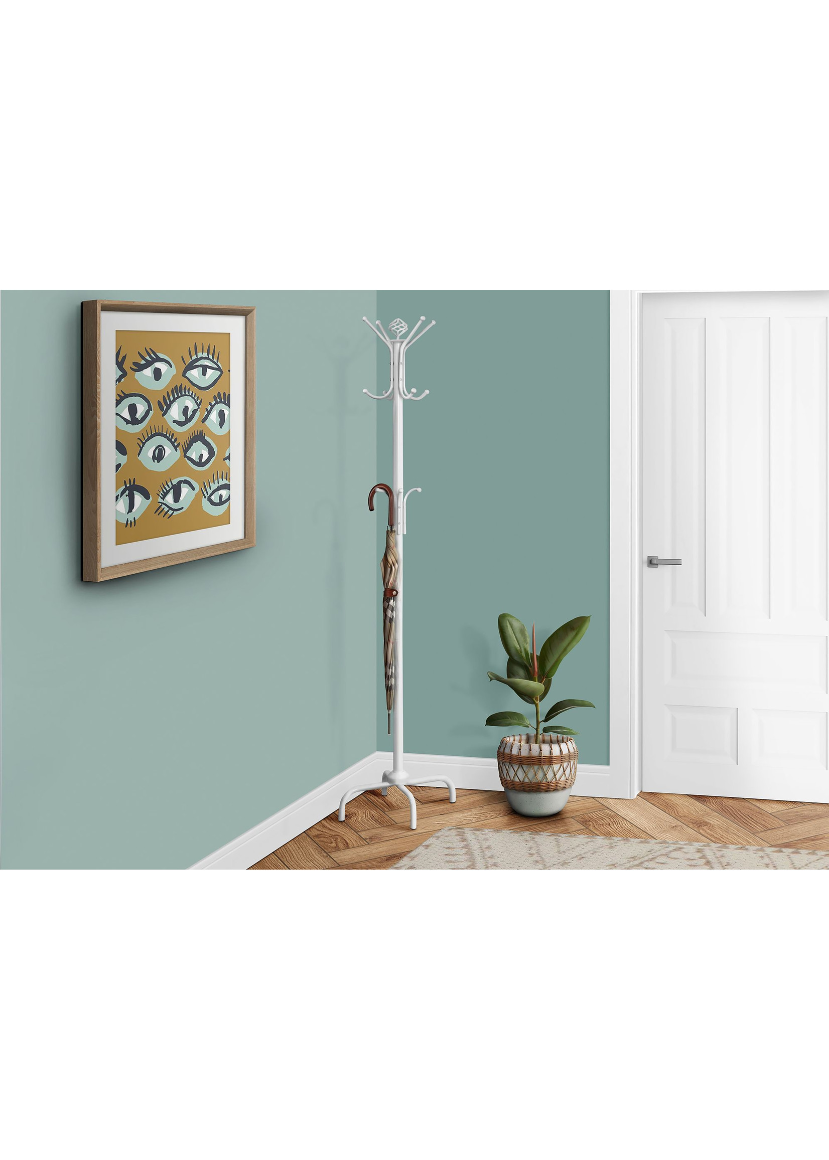 70" Coat Rack White Metal