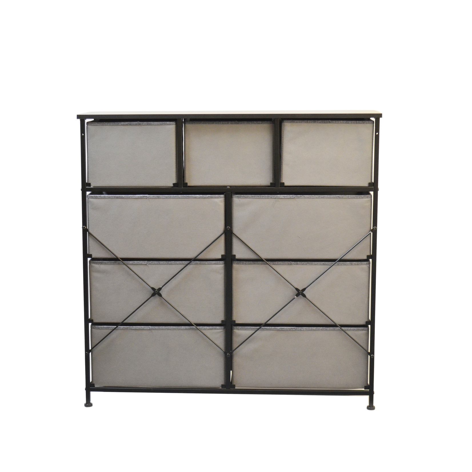 COMMODE 9-TIRROIRS TEXTILE EN GRIS