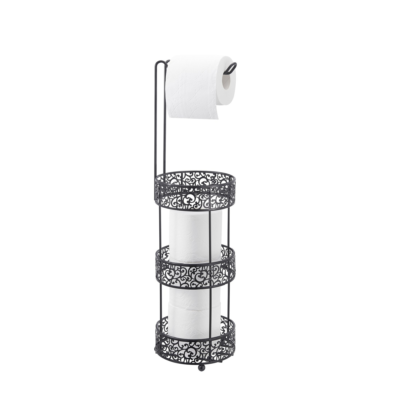 ITY INTERNATIONAL Toilet Paper Holder & Dispenser Black Scrolls