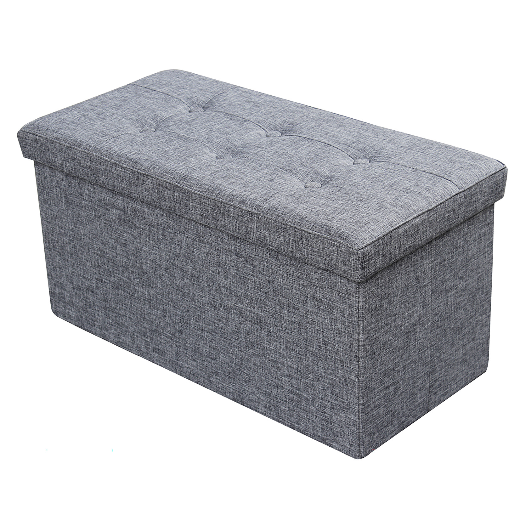 ITY INTERNATIONAL Large Grey Fabric Folding Storage Ottoman