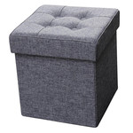 ITY INTERNATIONAL Grey Square Folding Fabric Storage Ottoman