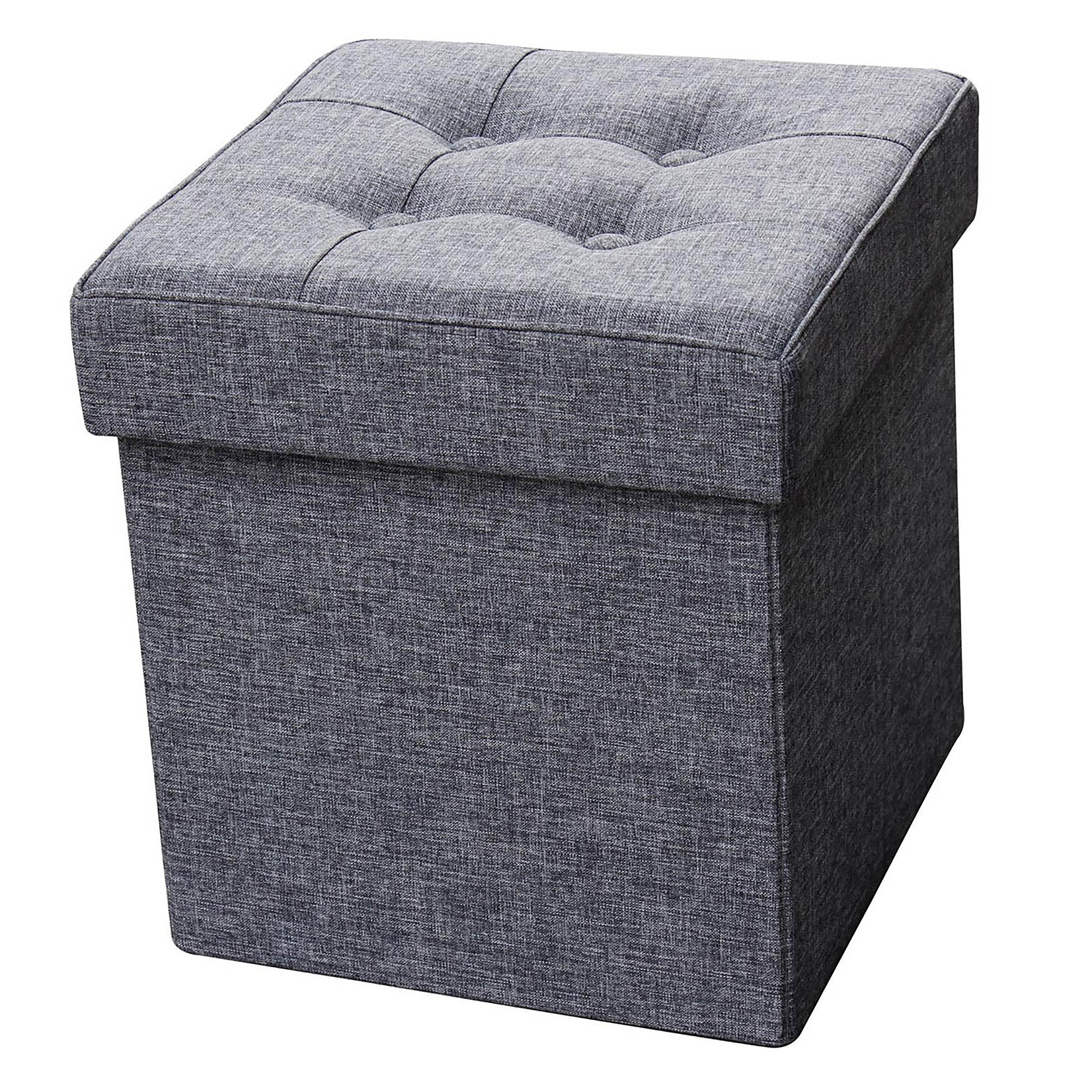 ITY INTERNATIONAL Grey Square Folding Fabric Storage Ottoman