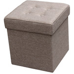 ITY INTERNATIONAL Beige Square Folding Fabric Storage Ottoman