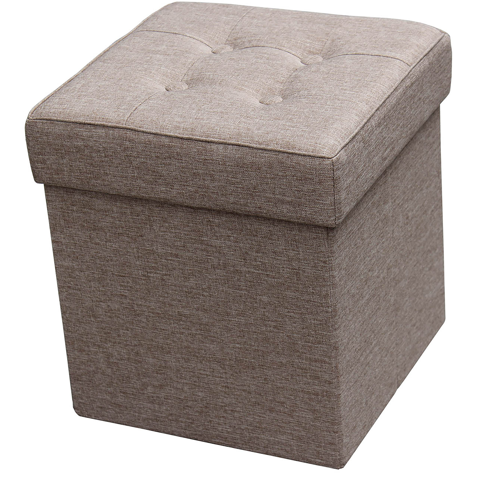 ITY INTERNATIONAL Beige Square Folding Fabric Storage Ottoman