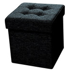 ITY INTERNATIONAL Black Square Folding Fabric Storage Ottoman
