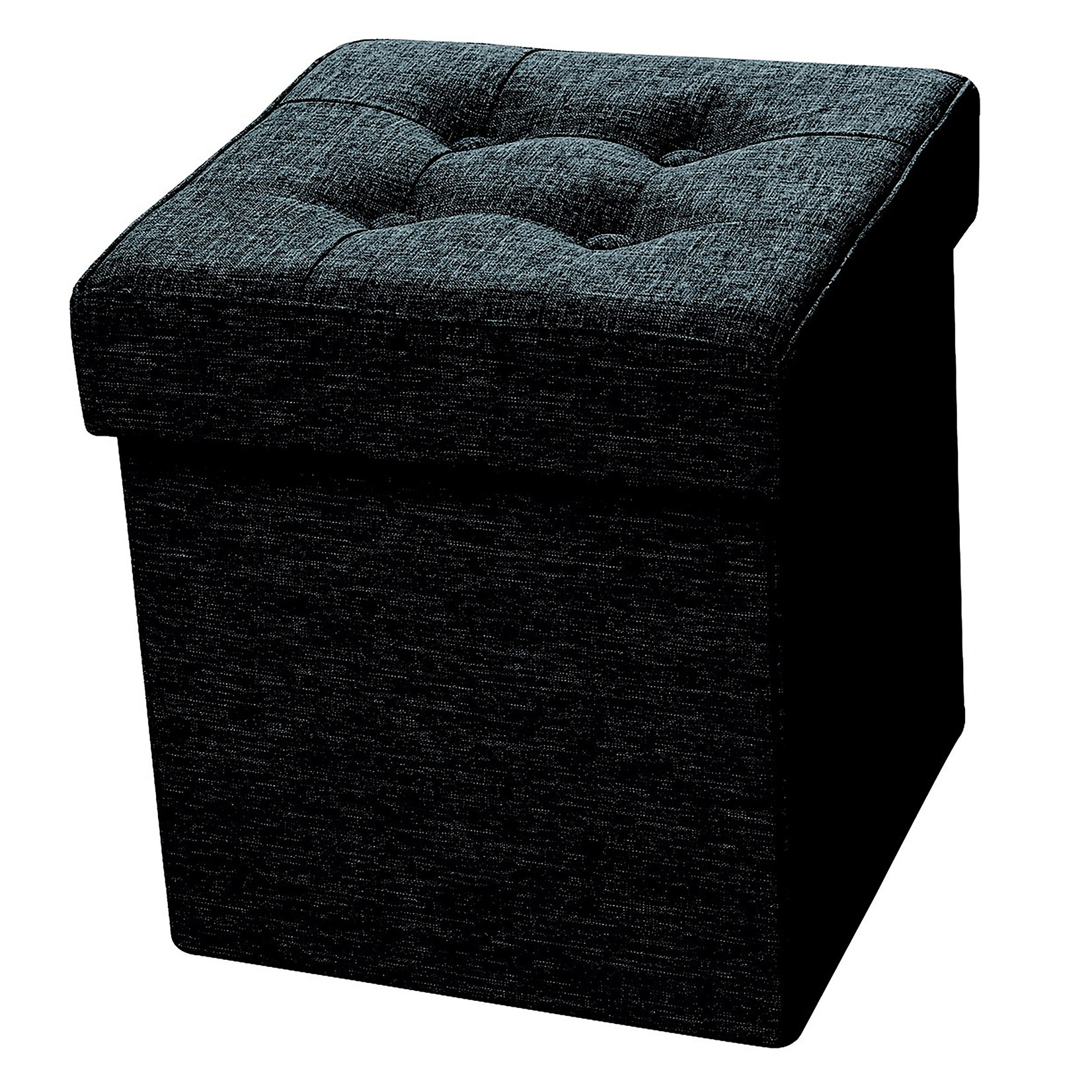 ITY INTERNATIONAL Black Square Folding Fabric Storage Ottoman