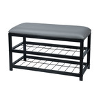 ITY INTERNATIONAL Banc en Similicuir Gris avec Rangement en Métal