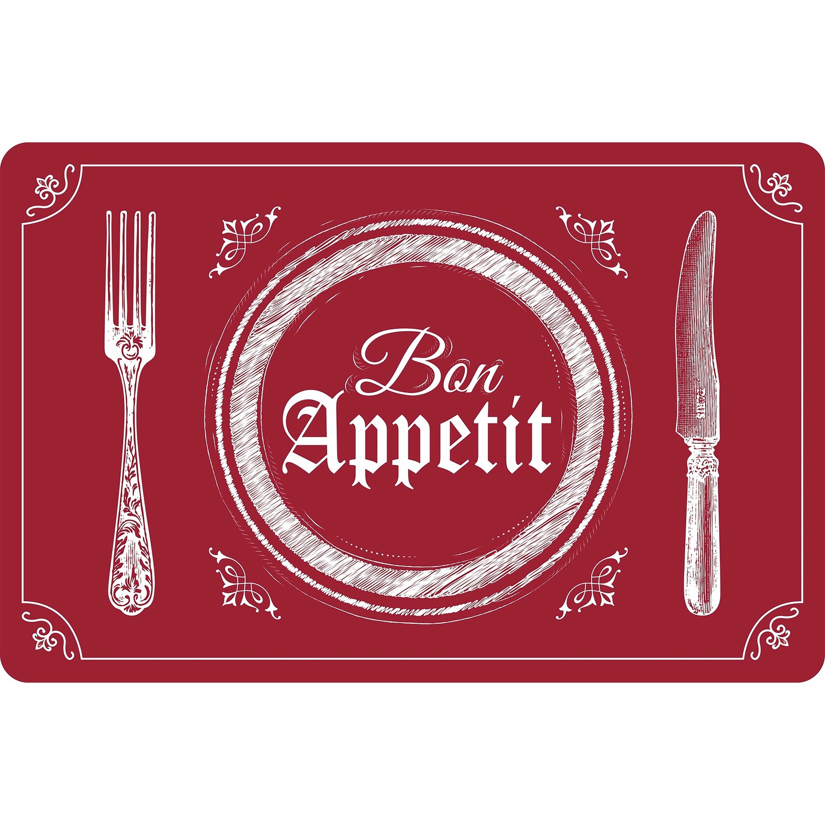 ITY INTERNATIONAL Napperon en Silicone Imprimée "Bon Appetit" Rouge