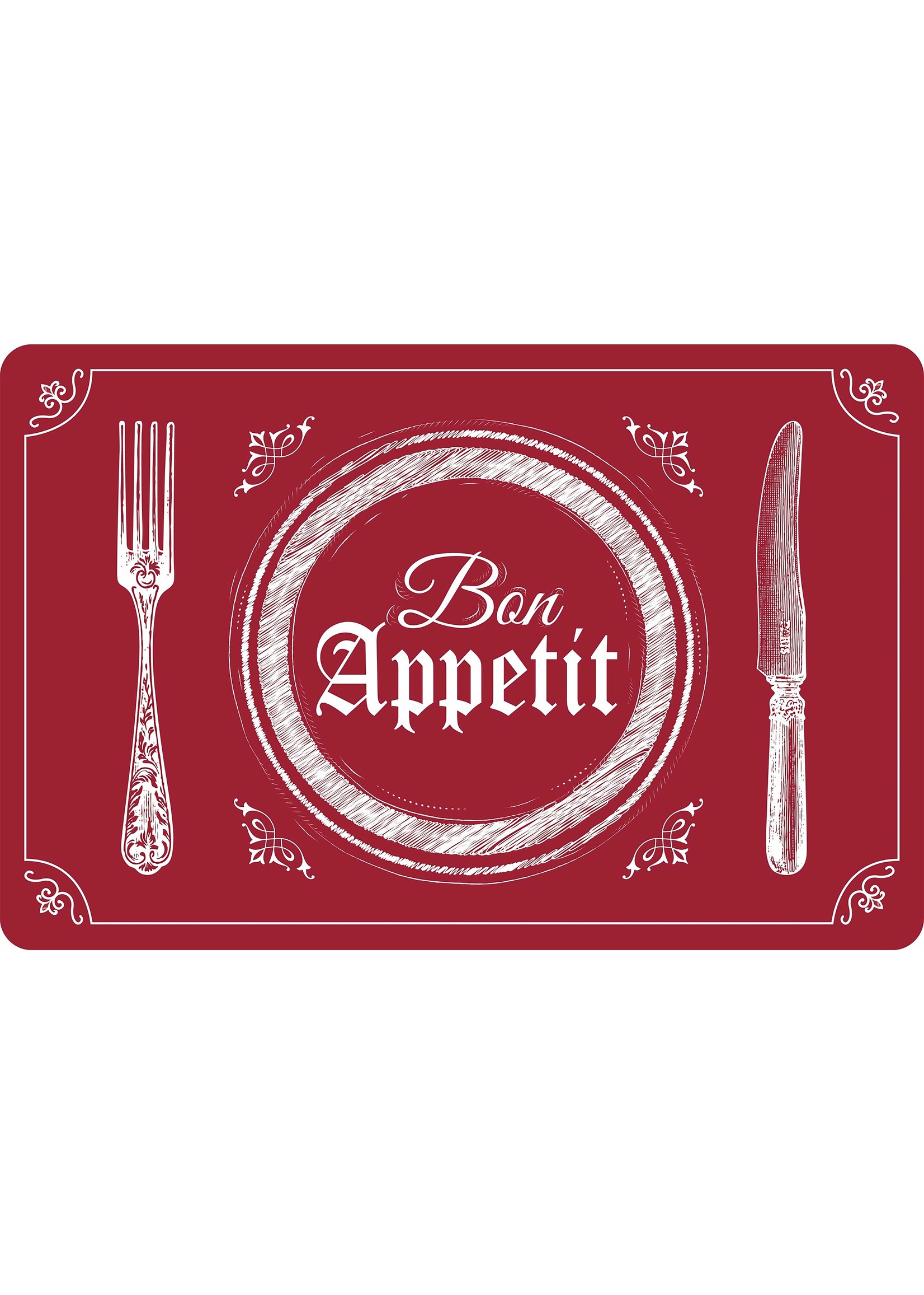 ITY INTERNATIONAL Silicone Printed "Bon Appetit" Placemat Red