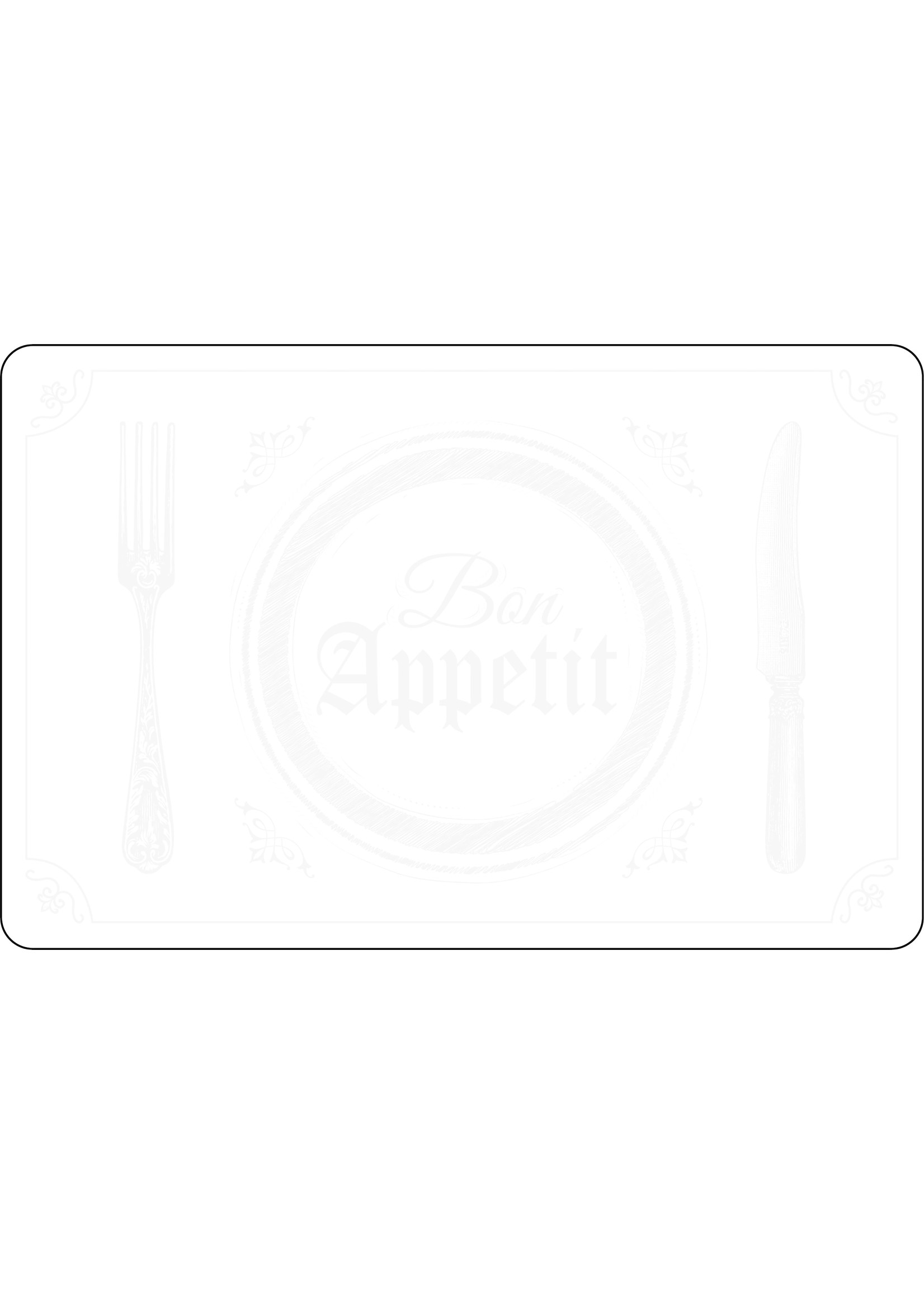 ITY INTERNATIONAL Silicone Printed "Bon Appetit" Placemat White