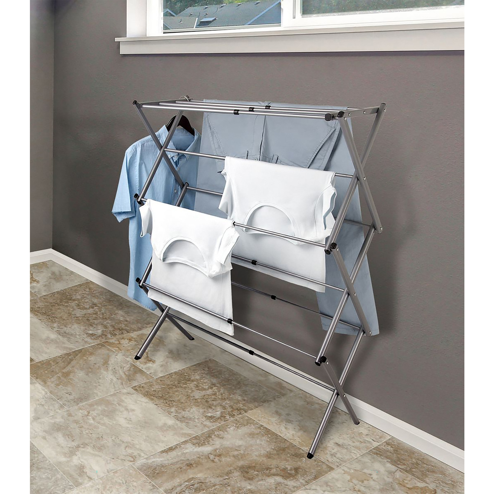 ITY INTERNATIONAL Petit Support de Sèche-linge Vertical Pliant Argenté
