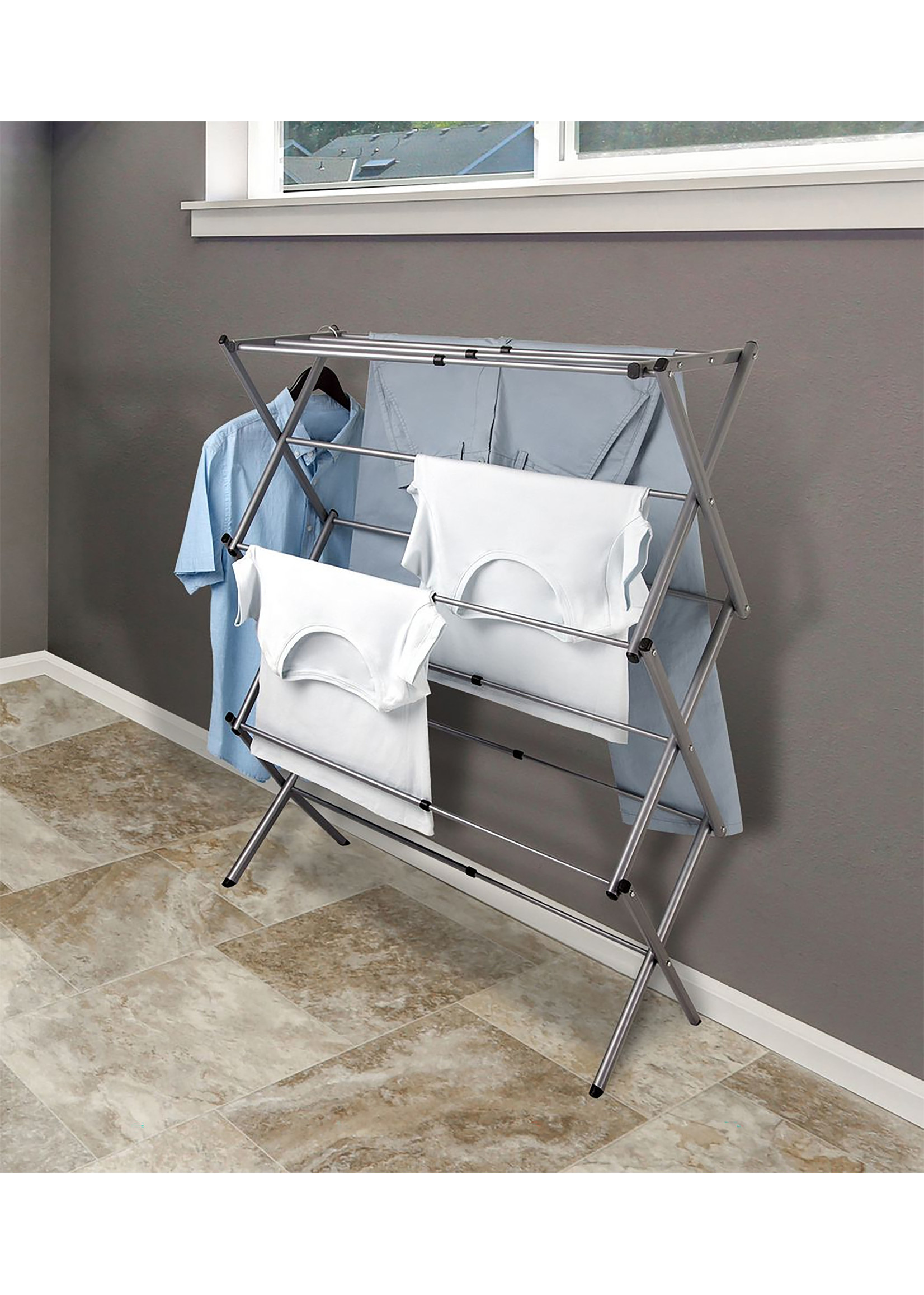 ITY INTERNATIONAL Small Folding Silver Vertical Clothes Dryer Rack