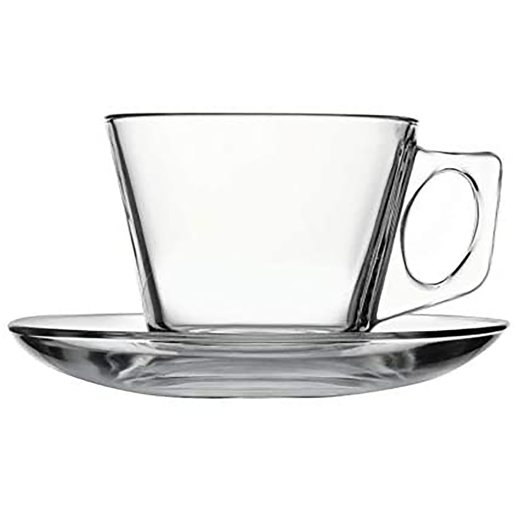 Pasabahce Vela Set of 6 Glass Cup and Saucer - 81mL